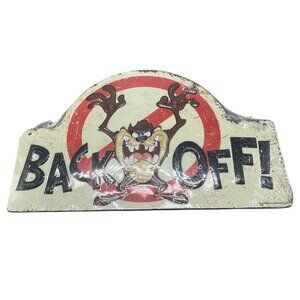 Tasmanian back off metal sign plaque open road brands hobby lobby 12x7.75" red R